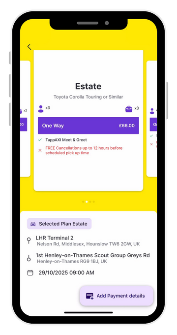 TappAXI Fleet in App